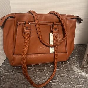 Rossetti braided strap brown caramel color bag with many compartments & zipper